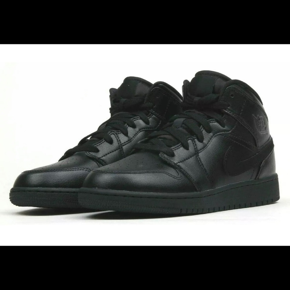 Nike Air Jordan 1 Mid GS 'Deep Black' 554725-090 Youth Size 6.5Y Women's Size 8